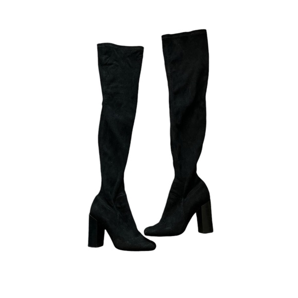 JEFFREY CAMPBELL Perouze Black Over The Knee Suede Heeled Boots - Picture 11 of 14